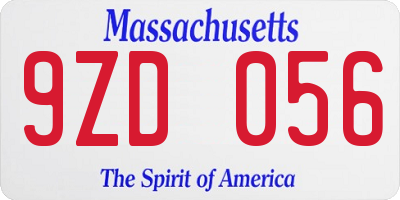 MA license plate 9ZD056