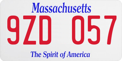 MA license plate 9ZD057