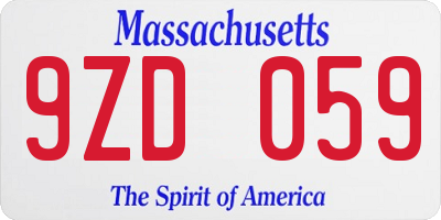 MA license plate 9ZD059