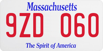 MA license plate 9ZD060