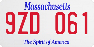 MA license plate 9ZD061