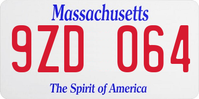 MA license plate 9ZD064