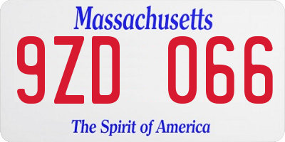 MA license plate 9ZD066