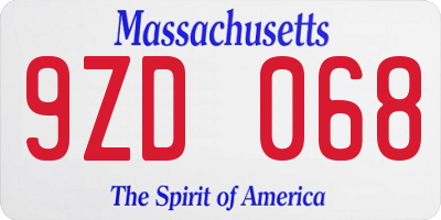 MA license plate 9ZD068