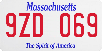 MA license plate 9ZD069