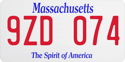 MA license plate 9ZD074