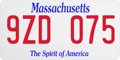 MA license plate 9ZD075