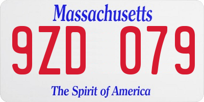 MA license plate 9ZD079