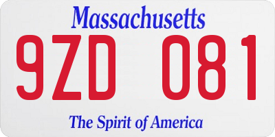 MA license plate 9ZD081