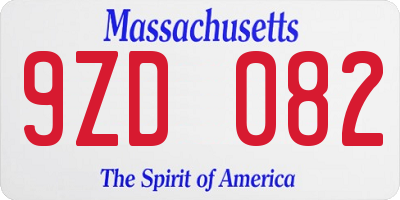 MA license plate 9ZD082