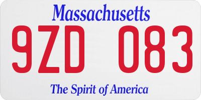 MA license plate 9ZD083