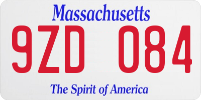 MA license plate 9ZD084