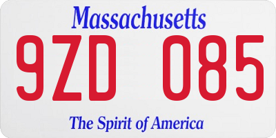 MA license plate 9ZD085