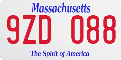 MA license plate 9ZD088