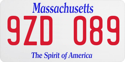 MA license plate 9ZD089