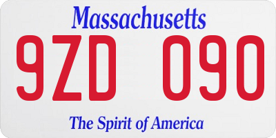 MA license plate 9ZD090