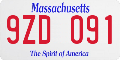 MA license plate 9ZD091