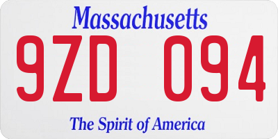 MA license plate 9ZD094