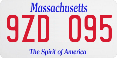 MA license plate 9ZD095