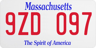 MA license plate 9ZD097