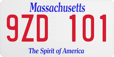 MA license plate 9ZD101