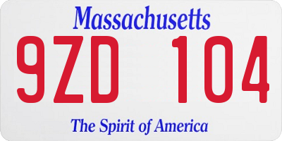 MA license plate 9ZD104