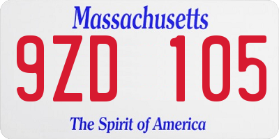 MA license plate 9ZD105