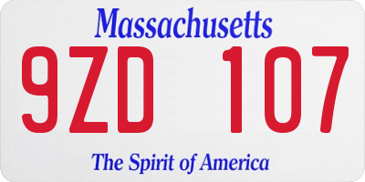 MA license plate 9ZD107
