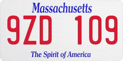 MA license plate 9ZD109