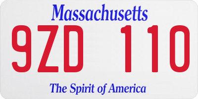 MA license plate 9ZD110