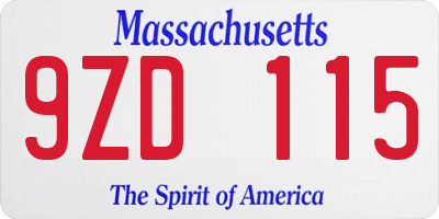 MA license plate 9ZD115