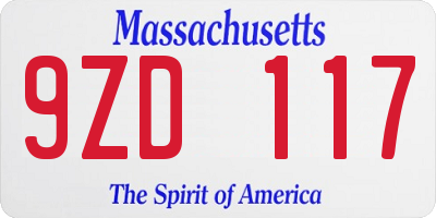 MA license plate 9ZD117