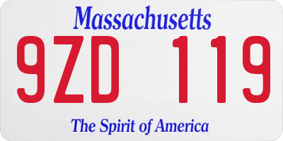 MA license plate 9ZD119