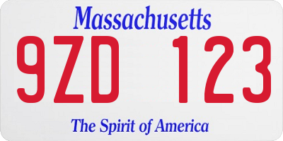 MA license plate 9ZD123