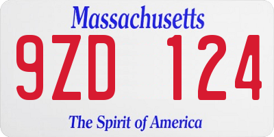 MA license plate 9ZD124