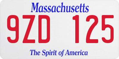 MA license plate 9ZD125