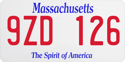 MA license plate 9ZD126