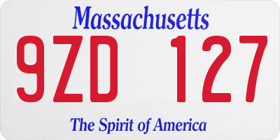 MA license plate 9ZD127