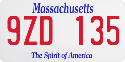 MA license plate 9ZD135
