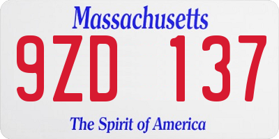 MA license plate 9ZD137