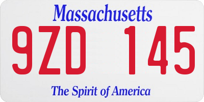 MA license plate 9ZD145