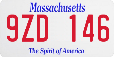 MA license plate 9ZD146