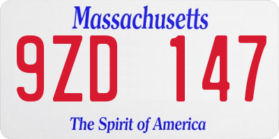 MA license plate 9ZD147