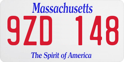 MA license plate 9ZD148