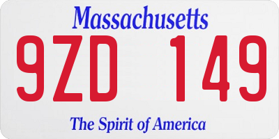 MA license plate 9ZD149