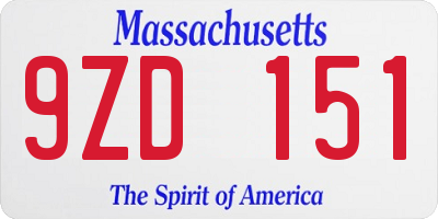 MA license plate 9ZD151