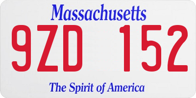 MA license plate 9ZD152