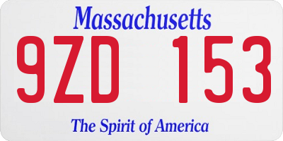 MA license plate 9ZD153