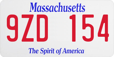MA license plate 9ZD154