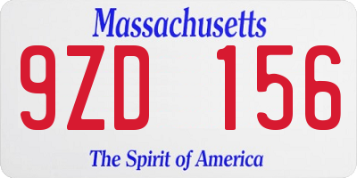 MA license plate 9ZD156